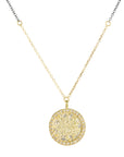Petite Sol Burst Necklace on Two-Tone Chain - 22k/18k/14k Gold, Oxidized Silver + VS White Diamonds