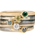 Shine On Birthstone Stackers- 18k Gold, Oxidized Silver + Ethically Sourced Colored Gemstones - KMJ Kate Maller Jewelry Jewelry - Rings