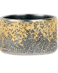 Black + Gold Dusted Band - 22k Gold + Oxidized Argentium Silver