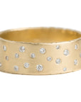 7 mm Coined Edge 18ky Gold Scattered Diamond Band w/Diamonds Half Way Around - KMJ Sample Sale22 Jewelry - Rings