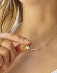 Tiny Crescent Moon Charm with Diamonds - 18k Yellow Gold - KMJ Anne Sportun Jewelry - Necklace