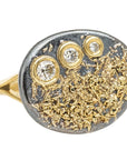 Dusted Signet Ring - 22k/18k Gold, Oxidized Silver + Reclaimed Diamonds