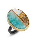 Amazonite + Java Lace Gold Inlay Ring