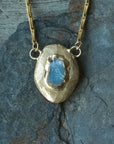 Reflector Pendant - Brass + Aquamarine