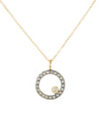 Oxidized Silver Everyday Scattered Diamond Pendant on 14k Gold Chain - 14k Gold, Oxidized Silver + VS White Diamonds