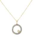 Oxidized Silver Everyday Scattered Diamond Pendant on 14k Gold Chain - 14k Gold, Oxidized Silver + VS White Diamonds - KMJ Kate Maller Jewelry Jewelry - Necklaces