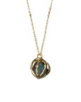 Seed Pod Pendant - Brass + Aquamarine