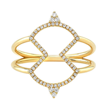 Flat Shield Diamond Ring - 18k Gold + Diamonds, size 7