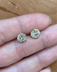 Sunburst Studs - 14k Gold + White Sapphire