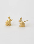 Sitting Bunny Stud Earrings - 22k Gold over Sterling Silver