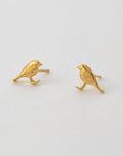 Little Robin Stud Earrings - 22k Gold over Sterling Silver