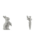 Rabbit & Carrot Asymmetric Stud Earrings - Sterling Silver