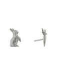 Rabbit & Carrot Asymmetric Stud Earrings - Sterling Silver