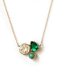 Treasure Trove Pendant - 14k Gold, White Sapphire, Emerald + Turquoise
