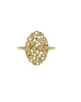 Honeycomb Lace Oval Ring - 14k Gold + Diamonds
