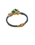 Zambian Emerald Small Stone Ring - 18ky/14kw/14r Gold+ Oxidized Silver