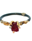 Exceptional Ruby Small Stone Ring - 18ky/14kw/14kr Gold + Oxidized Silver