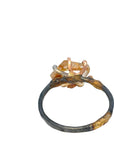 Rutilated Quartz Small Stone Ring - 18ky/14kw/14kr Gold + Oxidized Silver