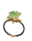 Peridot Medium Stone Ring - 14ky Gold + Oxidized Silver