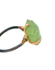 Peridot Medium Stone Ring - 14ky Gold + Oxidized Silver