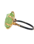Peridot Medium Stone Ring - 14ky Gold + Oxidized Silver