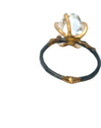 Herkimer Quartz Medium Stone Ring - 14ky Gold + Oxidized Silver
