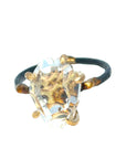 Herkimer Quartz Medium Stone Ring - 14ky Gold + Oxidized Silver