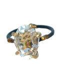 Herkimer Quartz Medium Stone Ring - 14ky Gold + Oxidized Silver