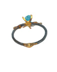 Apatite Small Stone Ring - 18ky/14kw/14kr Gold + Oxidized Silver