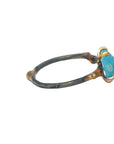 Apatite Small Stone Ring - 18ky/14kw/14kr Gold + Oxidized Silver