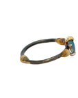 Australian Opal Small Stone Ring - 18ky/14kw/14kr Gold + Oxidized Silver