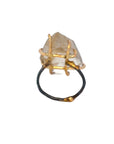 Rutilated Quartz Large Stone Ring - 14ky Gold + Oxidized Silver