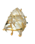 Rutilated Quartz Large Stone Ring - 14ky Gold + Oxidized Silver
