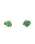 Zambian Emerald Small Stone Studs - 14ky Gold