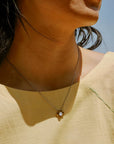 Petite Flora Necklace - Oxidized Brass, Sterling Silver + Blue Moonstone Glass - KMJ Claire Sommers Buck Jewelry - Necklaces
