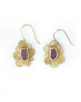 Vanity Earrings - Brass, 14k Gold-Fill + Ruby
