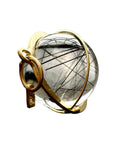 Black Tourmaline in Quartz Orb - 18k Gold