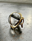 Black Tourmaline in Quartz Orb - 18k Gold - KMJ Hilary Finck Jewelry - Necklace