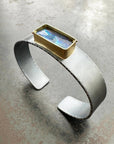 Captured Boulder Opal Cuff - Oxidized Sterling Silver + 18k Gold - KMJ Hilary Finck Jewelry - Bracelets