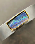 Captured Boulder Opal Cuff - Oxidized Sterling Silver + 18k Gold - KMJ Hilary Finck Jewelry - Bracelets