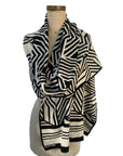 100% Italian Spun Egyptian Cotton Body Cocoon Wrap: Camelia Wrap Black + Cream