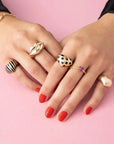 Chubby Heart Black Striped Pinky Ring - 14ky Gold + Enamel - KMJ Rachel Quinn Jewelry - Ring