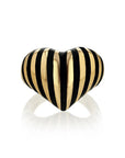 Chubby Heart Black Striped Pinky Ring - 14ky Gold + Enamel - KMJ Rachel Quinn Jewelry - Ring