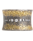 Flared Spring Ring - 22k Gold, Oxidized Silver + Reclaimed diamonds