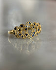 Delicate Scallop Ring - 14ky Gold + Daimonds
