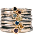 Shine On Birthstone Stackers- 18k Gold, Oxidized Silver + Ethically Sourced Colored Gemstones - KMJ Kate Maller Jewelry Jewelry - Rings