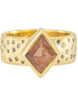 2.045ct Red Kite Rosecut Diamond - 18ky + Red Colored Diamond Melee - KMJ Kate Maller Jewelry Jewelry - Rings