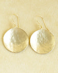 Large Hammered Disc Hook Earrings - 18k Yellow Gold - KMJ Anne Sportun Jewelry - Earrings