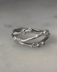 Encrusted 3 Branch Ring - Silver