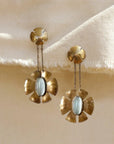 Flora Earrings - Oxidized Brass, Sterling Silver + Blue Moonstone Glass - KMJ Claire Sommers Buck Jewelry - Earrings